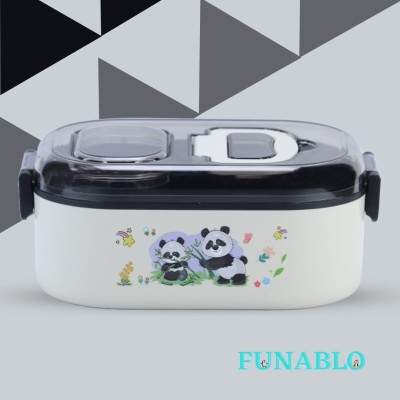 FUNBLO Happy Meal Lunch Box Comes with 2 Spoon, Stylish Anti Spill Lid 1 Containers Lunch Box(700 ml, Thermoware)