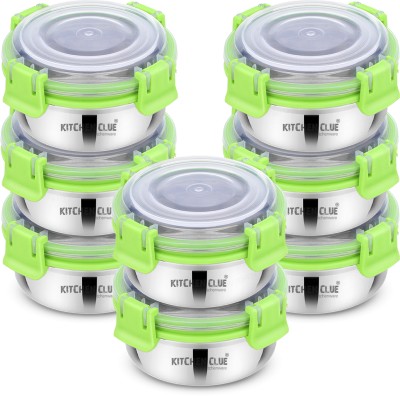 KITCHEN CLUE Stainless Steel Lock N Lock Airtight & Leak Proof Lunch Containers I Set of 8 Pcs I 350 ML Each I Ideal For School Office Kitchen I Kitchen storage Containers 8 Containers Lunch Box(350 ml, Thermoware)