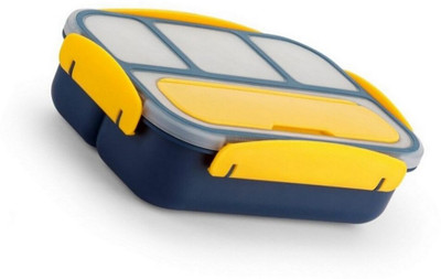 PBKN BPA Free Multitype Use 4 Compartments Home Office School Unbreakable Spoon Fork 4 Containers Lunch Box(1300 ml)