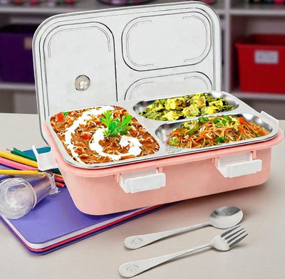 Colorbee Leakproof 750 ml 3-Section Steel Lunch Box for Daily Healthy Office Meals 3 Containers Lunch Box(750 ml, Thermoware)
