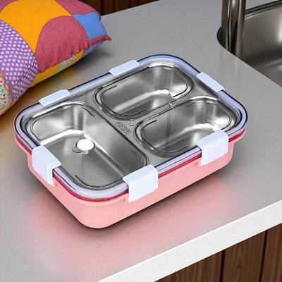 Colorbee All-Day Fresh 3-Compartment Stainless Steel Lunch Box with Thermal Insulation 3 Containers Lunch Box(750 ml, Thermoware)