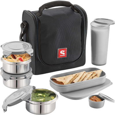 SUNLIFE Refresh_7 Insulated 6Pc Lunch Pack | 3 SS Container + Roti Dabba, Glass & Jar | 6 Containers Lunch Box(1630 ml, Thermoware)