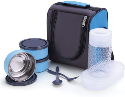 InEffable Insulated Lunch Box Set with Stainless Steel Containers, Water Bottle carrry Bag 3 Containers Lunch Box(300 ml)
