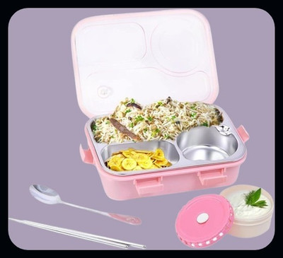 Kello Compartment -3 Sealed Leak Proof Stainless Steel For Kid's & Adult_K021 3 Containers Lunch Box(750 ml, Thermoware)