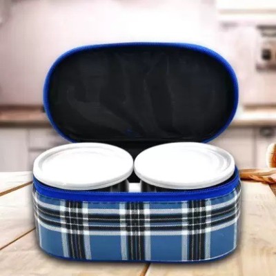 BHOOMI 3 Container Tiffin Premium Double Decker Lunchbox with Zipped Thermal Pouch Bag 3 Containers Lunch Box(600 ml)
