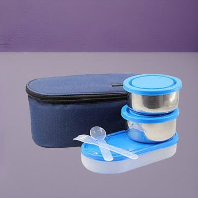 Hriday Lunch Box 3 containers 600ml Blue 062 3 Containers Lunch Box(1 L)