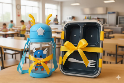 Shop Versa Kids Cartoon Lunch Box & Water Bottle Combo | Leakproof, BPA-Free Tiffin Set 3 Containers Lunch Box(700 ml)