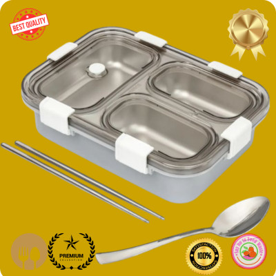EVARA INTERNATIONAL Compartment -3 Sealed Leak Proof Stainless Steel For Kid's & Adult_GA48 3 Containers Lunch Box(1000 ml, Thermoware)