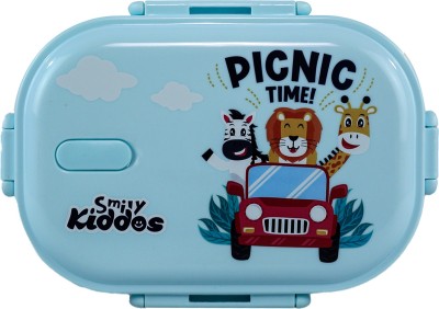 smily kiddos Stainless Steel Jungle Picnic Theme Lunch Box - Light Blue 3+ years 1 Containers Lunch Box(450 ml)