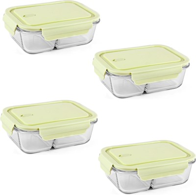 JAY RAMDEV SELLER Glass Airtight Container Set For Food Storage 4 Containers Lunch Box(320 ml)