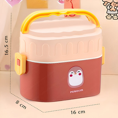 Virtuous Double Layer Airtight Lunch Box with Spoon|School Kids|Leakproof| 2 Containers Lunch Box(750 ml)