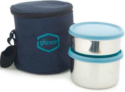 Gluman Stainless steel 2 Container Lunchbox with Insulated Bag (Capacity: 500+350ml) 2 Containers Lunch Box(500 ml)