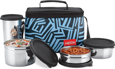 MILTON Delicious Stainless Steel Containers 210ml 340ml, with Bag 3 Containers Lunch Box(1050 ml)