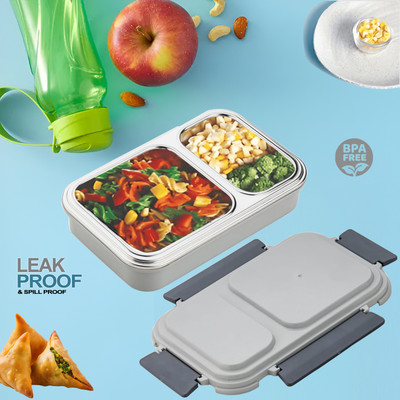 BLLUEX 2 Partition Lunch Box Insulation Keep Food Warm & Fresh For Hous 2 Containers Lunch Box(500 ml)