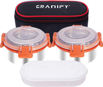 Granify Leak and lock container airtight box And One Chapati Box 3 Containers Lunch Box(600 ml)