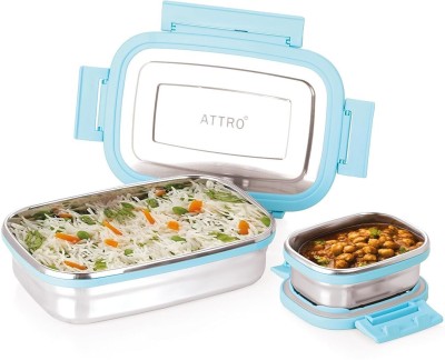 ATTRO Click Eat Junior Sleek & Compact Airtight 2 Containers Lunch Box(790 ml)