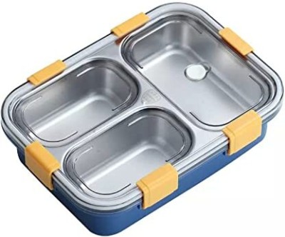 Ident Enterprise Students Lunch Box Sealed Leakage Proof Stainless Steel Lunch Box 3 Compartment 3 Containers Lunch Box(1 L, Thermoware)