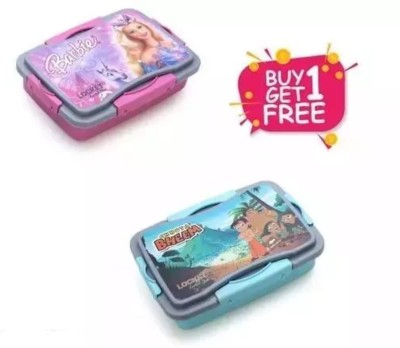 Henny CHHOTA BHEEM+BARBIE PRINCES Kids Lock &Fit Lunch Box Spoon & Fork,Buy 1Get1 Free 2 Containers Lunch Box(1000 ml, Thermoware)
