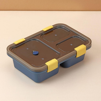 Masox Store BPA-Free and Food-Safe Materials Lunch Box 3 Compartment Plastic Tiffin Box U2 3 Containers Lunch Box(900 ml)