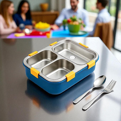 Colorbee Eco-Conscious 3-Compartment Lunch Box with Reusable Stainless Steel Build 3 Containers Lunch Box(750 ml, Thermoware)