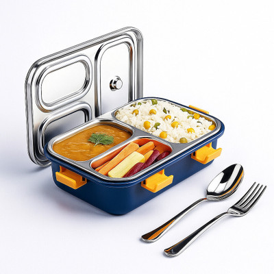 kruze Stainless Steel Lunch Box (For Office and School) 1 Containers Lunch Box(700 ml)