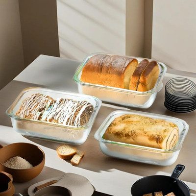 The Better Home 680ml | Pack of 3 | Rectangular Borosilicate Glass Baking Dish | Microwave safe| 3 Containers Lunch Box(680 ml)