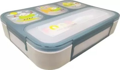 RAREGEAR 4 Compartment Lunch Tiffin Boxes Microwave Freezer Safe Food with Spoon Green 4 Containers Lunch Box(800 ml, Thermoware)