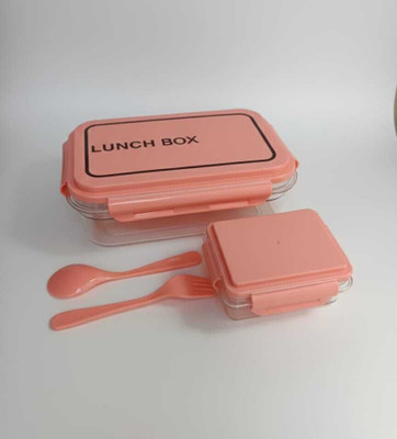 RASESVARI PLASTIC LUNCH BOX WITH 1 LARGE & 1 SMALL CONTAINER AND A PAIR OF SPOON & FORK, 2 Containers Lunch Box(1200 ml)