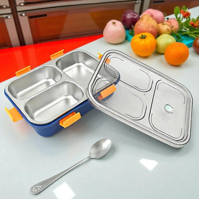 Colorbee EcoBento Style 3-Compartment Stainless Steel Lunch Box with Leakproof Protection 3 Containers Lunch Box(750 ml, Thermoware)