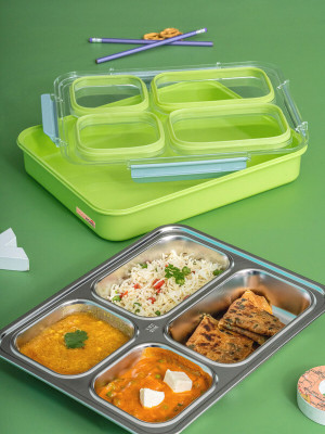 Goodhomes 4 partition Leak Proof Lunch Box 1 Containers Lunch Box(1100 ml)