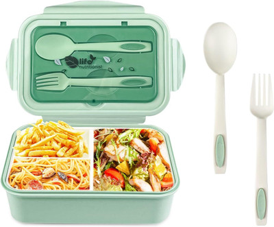 RBGIIT Plastic Kids School 3 Compartment Lunch Box With Spoon & Fork B-6 3 Containers Lunch Box(1000 ml)