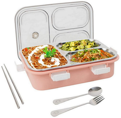 ZingZest Airtight Thermal Lunch Box – Leak‑Proof Steel Tiffin 3 Containers Lunch Box(900 ml)