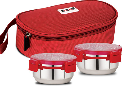 ROLON Lunch Lock 2 | 2 Airtight Stainless Steel Containers | Insulated Bag 2 Containers Lunch Box(600 ml)