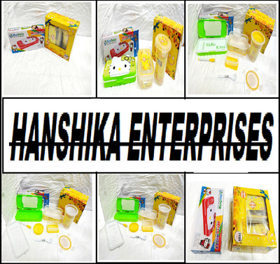 HANSHIKA ENTERPRISES 1PCS YELLWO GIFT SET-LOCK & TIGHT LUNCH BOX AND1PCS hello kitty compass BOX 2 Containers Lunch Box(500 ml)