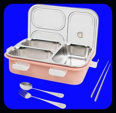 Kello Compartment -3 Sealed Leak Proof Stainless Steel For Kid's & Adult_K1274 3 Containers Lunch Box(750 ml, Thermoware)