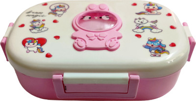 Gift Collection Design Plastic Lunch Box Container And Spoon. 4 Way Lock School Tiffin Box 1 Containers Lunch Box(700 ml)