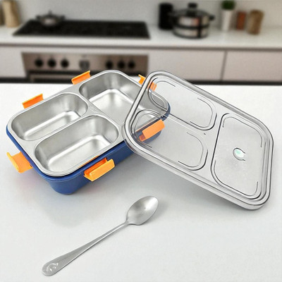 Colorbee ChillMate Portable SS Lunch Box with 3 Leakproof Compartments and Cooling Slot 3 Containers Lunch Box(750 ml, Thermoware)