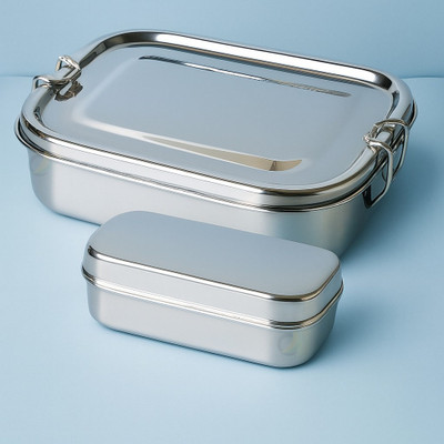 MARSELITE Heavy Stainless Steel Lunch Box Food Safe Rust Proof with Inner Mini Box 2 Containers Lunch Box(850 ml)