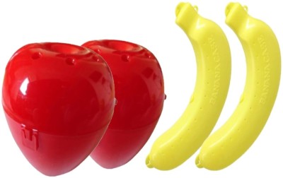 WAHHSON Plastic 2 Apple & Banana Shape 2 Lunch Box Carry Case Fruit Storage Holder 1 Containers Lunch Box(100 ml)