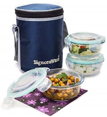 Signoraware Executive Glass 3 Containers Lunch Box(1200 ml)