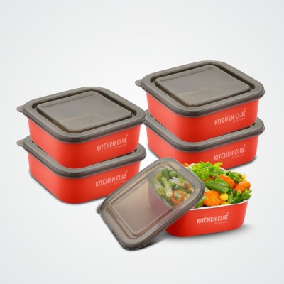 KITCHEN CLUE Steel, Plastic Fridge Container  - 600 ml(Pack of 5, Red)