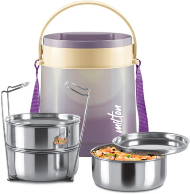 MILTON Gradient Tiffin 3 Stainless Steel Tiffin With Lifter 3 Container, 900ml, Purple 3 Containers Lunch Box(900 ml)