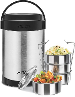 MILTON Royal 4 Insulated Stainless Steel Tiffin Box, 600 ml, Steel Plain 4 Containers Lunch Box(600 ml, Thermoware)