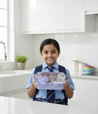 Amore 3 compartment insulted steel lunch Box 3 Containers Lunch Box(750 ml, Thermoware)