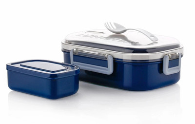 CONQUER Lunch Box with Spoon and Fork Office School Collage Lunch Box 2 Containers Lunch Box(700 ml)