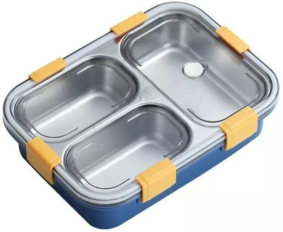 busaji enterprise Stainless Steel 3 Compartment 3 Containers Lunch Box(850 ml)