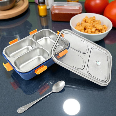 Colorbee Eco Textured 750 ml Stainless Steel Lunch Box with Triple Leakproof Compartments 3 Containers Lunch Box(750 ml, Thermoware)