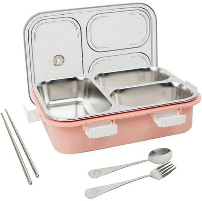 RBGIIT 3 Compartment Sealed Leak Proof Stainless Steel For Kid's & Adult 3 Containers Lunch Box(350 ml)
