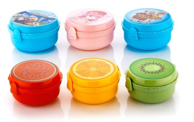 Dervino Pack 4 Fruit Shape For Kids 2 Container with Spoon Air Tight LunchBox 2 Containers Lunch Box(650 ml, Thermoware)
