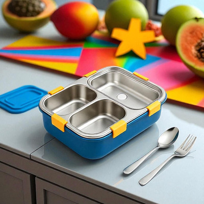 Colorbee FlexiSeal Stackable Stainless Steel Lunch Box with 3 Leakproof Compartments 3 Containers Lunch Box(750 ml, Thermoware)